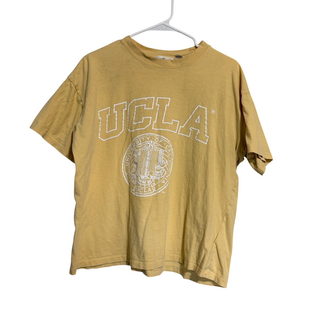 H&M UCLA University of California Graphic T-Shirt Yellow Mens Medium Womens L